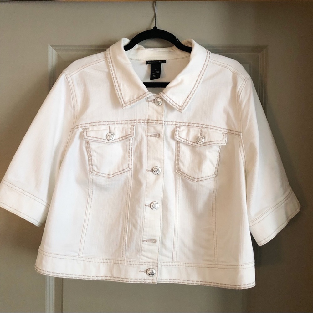 LANE BRYANT White Denim Crop Jacket EUC